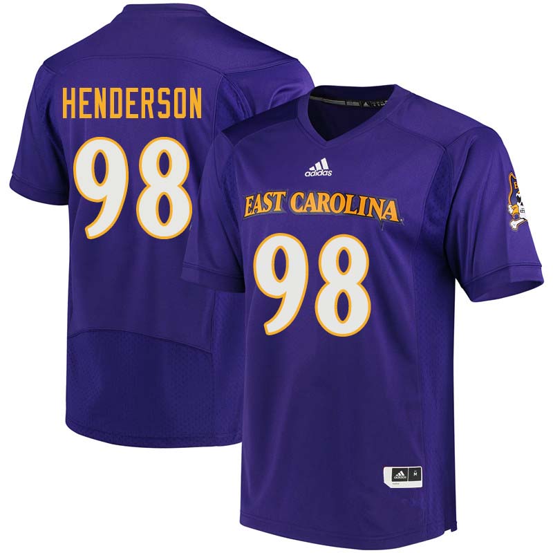 Men #98 Brandon Henderson East Carolina Pirates College Football Jerseys Sale-Purple